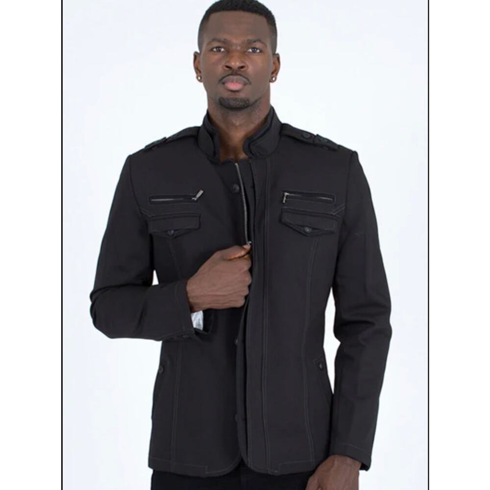 Ron Tomson Black Epaulette Shoulder Jacket military 38 M